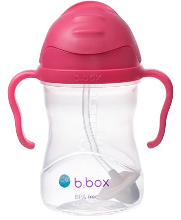 b.box Tazza con Cannuccia | Bicchiere con Cannuccia Bambino | Coperchio Scorrevole, Cannuccia Ponderata, Antigoccia e Ergonomica | Senza BPA, Lavabile in Lavastoviglie | 6+m | 240 ml