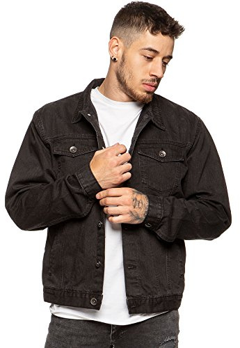 Enzo Mens Designer Denim Jacket Western Classic Style Trucker Vintage Style Coat