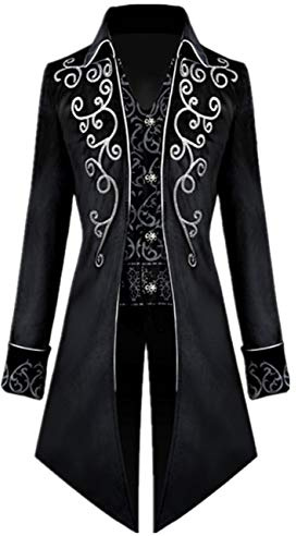 Crubelon Steampunk Veste de costume vintage pour homme Style gothique victorien - Noir - Taille S