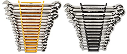 GEARWRENCH 30 Piece 12 Point Ratcheting Combination SAE/Metric (1/4-1 in., 8-24 mm) Wrench Set with Wrench Racks - 86702