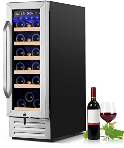 12 Inch Humidor Cooler Refrigerator,Mini Wine Fridge 18 Bottle Capacity,Built-in or Freestanding Professional Wine Chiller with Quiet and Stable Temperature Control Systems.