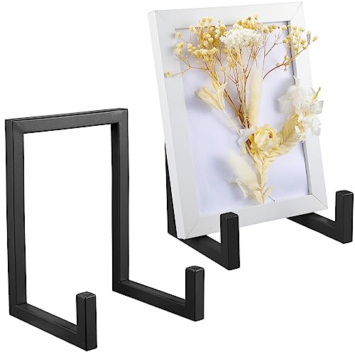Sweetude 2 Pcs Large Plate Stands for Display Metal Frame Plate Holder Display Stand Decorative Table Top Easels for Picture, Book, Platter, Photo Easel(Black,8 Inch)