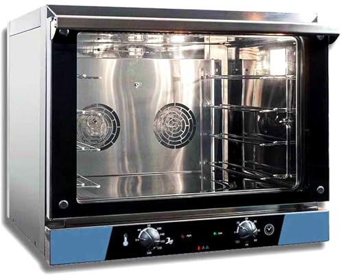 MBH - Forno convezione elettrico GN1/1 e 48X34 In acciaio inox con porta a doppio vetro, luce interna, con 4 vassoi in dotazione (M.PLus+Grill)