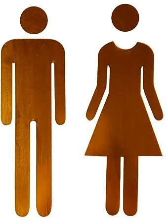SWYSGS Señales para puerta WC de Cartel de baño Mujer y Hombre – Set de carteles para aseo - Letrero autoadhesivo de acero inoxidable de Fácil de aplicar - Señal de baño