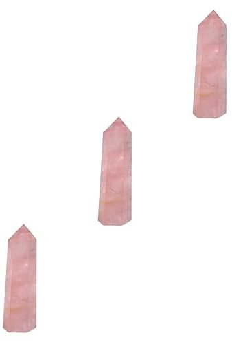 NIYANGLE 3 Pz Cristallo Rosa Stand Bacchetta Di Cristallo Punto Di Cristallo in Piedi Guarigione Della Bacchetta Di Rosa Bacchetta Di Fluorite Pietra Articoli Per La Casa Scrivania