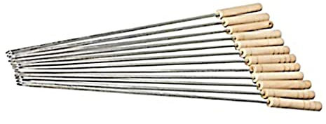 Metallspieße Grillspieße mit Holzgriff Edelstahl Röststangen für BBQ Camping Cookware Grill Kochen Barbeque Accessoires 12pcs