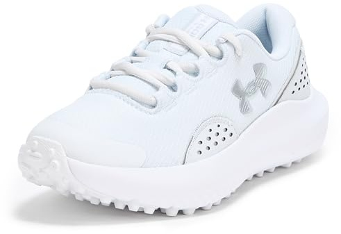 Under Armour Surge - Tenis de Golf para Mujer, (100) Gris Distante/Blanco/Plateado Metálico, 38.5 EU