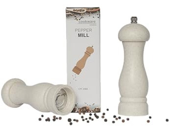 Molinillo de Pimienta - pimentero, salero, blanco Molinillo de Pimienta o Sal Blanco - Ajuste de Grano, Diseño Elegante y Ergonómico, Ideal para Cocina