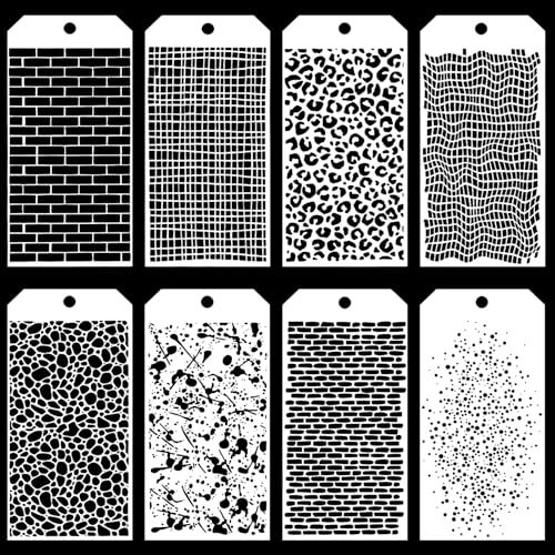 8 Stück Zeichnung Malschablonen,Mixed Media Schablonen Schablonen Set für Holz, Boden Scrapbooking Handwerk Deko Fliesen Möbel Wandgestaltung