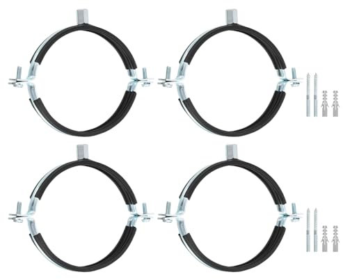 sourcing map 4 Pcs Adjustable Pipe Bracket Clamp, 5(127mm) Wall Ceiling Mount Split Ring Pipe Hanger Galvanized Iron Pipe Strap Support with Screw & Expansion Tube for Pipe Tube