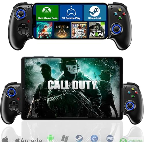 Megadream Mobile Gaming Controller for iPhone/Android - iPad/Tablet - Cloud Game - NS-Switch/PS4 - Turn Your Phone into a Gaming Console - PS5/Xbox Remote Play Streaming, Call of Duty & More, Turbo, Black