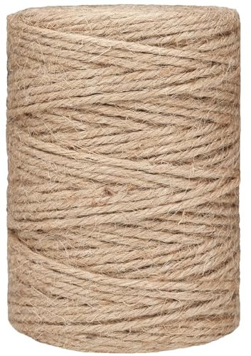 Leecogo 100m 3mm 4Ply Heavy Duty Brown Jute Twine Rope for Gardening, Crafting, Packaging, Wedding Decorations, Picture Hanging, and Mason Jar DIY Projects