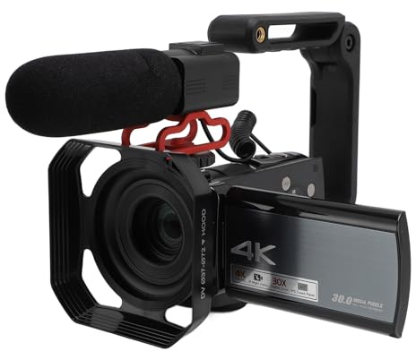 4K Video Camera-Videokamera, HX-AE20 Ultra HD Digital Videokamera med 270 ° Roterande 3,5 '' IPS-pekskärm & 30x Zoom, Vlogging-videokamera med MIC-fjärrkontroll och Batteri