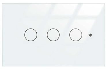 Interruttore Touch da Parete Matter WiFi 2.4G, Per Scatola 503, 3 Tasti, Rettangolare 120X72X38mm, APP TUYA Smart Life, Vetro Temperato Bianco