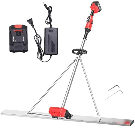 Kit de chape à béton électrique sans fil avec 9 réglages de vitesse, règle de nivellement du ciment et tamper pour travaux professionnels du béton
