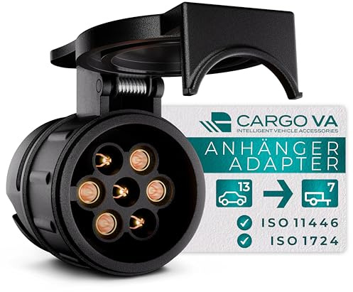 Cargo VA Adaptador para enganche de remolque de 13 a 7 pines – Convierte de forma fiable enchufes de coche de 13 pines a conector de remolque de 7 pines – Conector de acoplamiento robusto y preciso