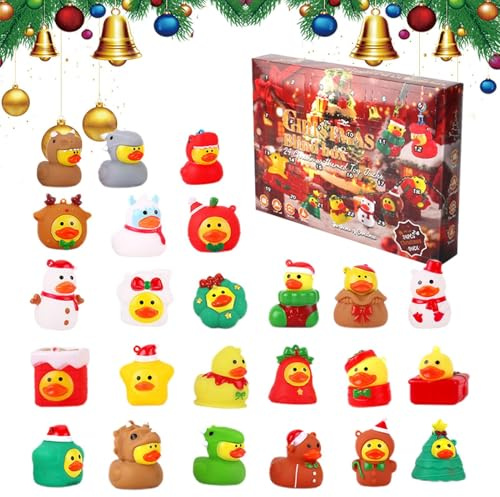 Calendario de Adviento de Navidad, idea de regalo para el día festivo, juguete de baño, 24 días, mini figuras coleccionables para toda la familia