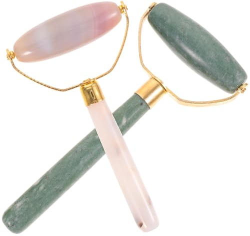 Alipis Outil de Massage Facial Jade 2pcs en Alliage D'aluminium pour Visage et Corps, Roller Matifiant Portable pour Salon de Beauté et Massage Cervical