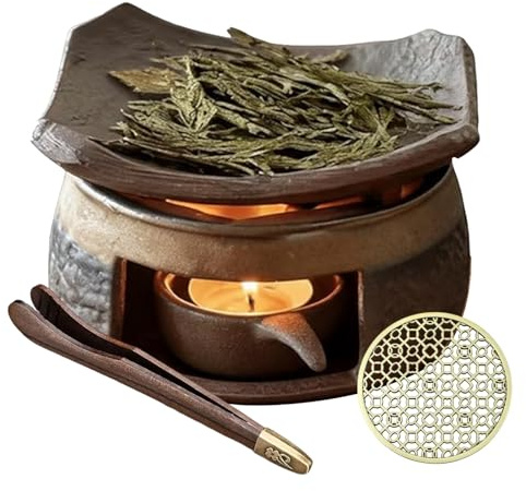 Ceramic Incense Burner Kit, Zen Incense Holder with Candle Clip,Mat & Heat Resistant Brick, Ceramic Aromatherapy,Stove Essential Oil Burner, Suitable for Home and Office Use.