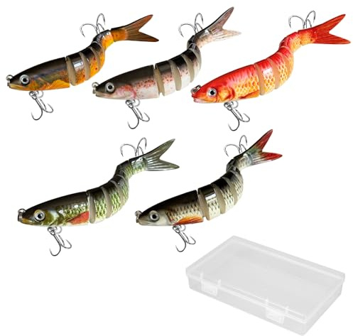 5 esche da pesca artificiali wobbler gommose per luccio wobbler e esche da pesca, set regalo per uomini, adatte per pesca in acqua dolce e salata