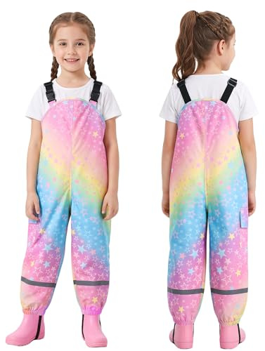 Baogaier Girls Waterproof Trousers Lightweight Overalls 6-7 Years, Rainbow