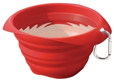 Kurgo Collaps-A-Bowl - Cuenco de Viaje Plegable para Perros, Cuenco para Agua y Comida, Accesor de Viaje para Mascotas - 0,7 L, Rojo