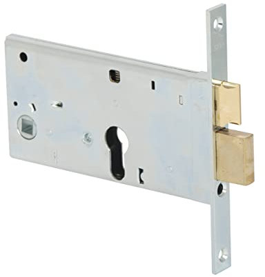 CISA 144361900, Serratura da Infilare a Cilindro Europeo per Fasce, Entrata 90, Altezza Scatola 77, Catenaccio e Scrocco, Richiamo Diretto dello Scrocco con Maniglia
