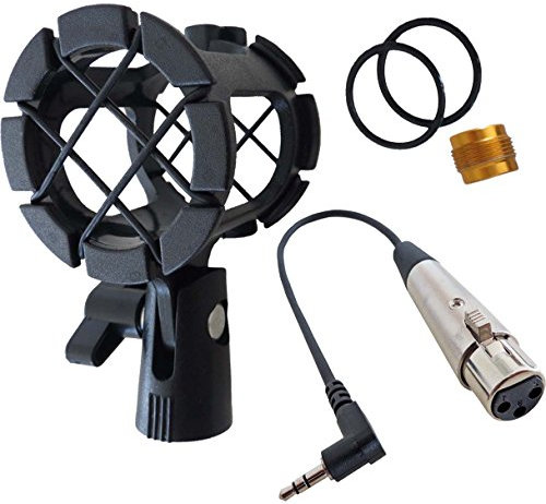 keepdrum PCMH1 Mikrofon-Spinne elastische Halterung + MC-025XJ 0,3m XLR3F - 3,5mm TRS Kabel