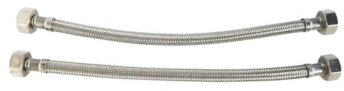 SOMATHERM FOR YOU, Lot de 2 flexibles sanitaires 1/2 - Longueur 300mm - Raccords écrous tournants - Acier inoxydable tressé - Résistance mécanique et anti-corrosion - Norme ACS