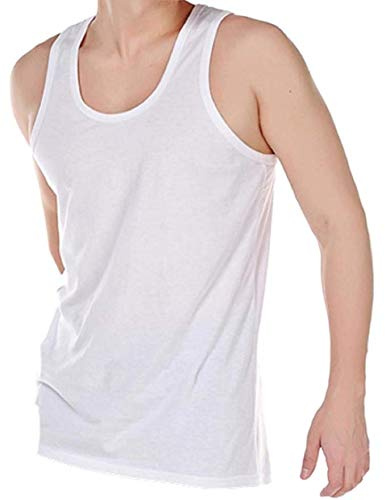 Pack of 6 Mens 100% Cotton Summer Weight Singlet Vests Underwear (Large 41-43 (104-109 cms), White)