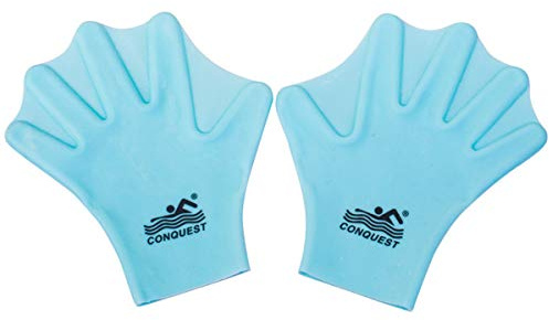 EXCEREY Swimming Gloves Silicone Webbed Aqua Fit Water Gloves Training Gloves Web Gloves for Kids (Blue, 1 Pair)