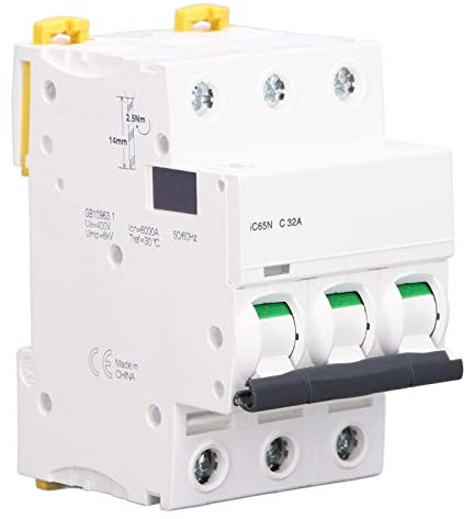 Leitungsschutzschalter AC 400V 32A C32 3P Hutschien Überlastschutz Luftschalter Sicherungsautomat für Wohnbeleuchtung Verteilerleitungen Solar PV Anlage