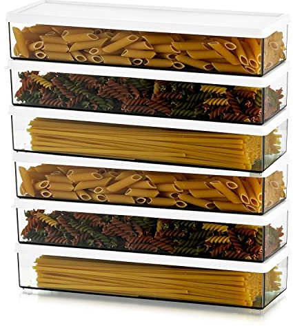 Contenitori Ermetici In Plastica, Barattolo Con Coperchi, Rettangolari Per Frigorifero, Set Di 6 Contenitori Per Alimenti Durevoli E Impilabili