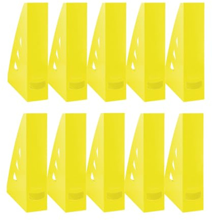OFFICE PRODUCTS Stående samlare modern design/10 stycken/A4 – färg: Gul/hård plast/genombrutna/skrivbordsorganisatör för tidskrifter, okrossbar