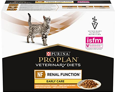 Purina PRO PLAN Veterinary Diets NF Fonction Rénale Soins Précoces Poulet | 10 x 85 g | Aliment diététique complet pour chats adultes