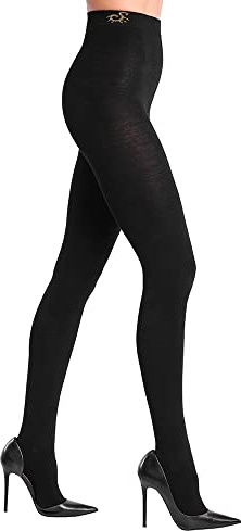 SOLIDEA Collant Donna Compressione Graduata Essentia Merino Jasmine 13/18 mmHg | Collant Compressione Graduata Donna, Collant Termici Donna (Nero, 42)
