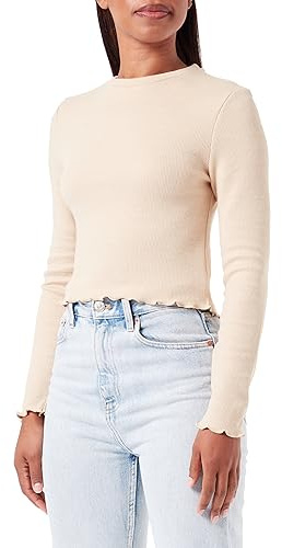ONLY Onlkitty L/S Top Cropped Jrs Noos Maglietta a Maniche Lunghe, Irish Cream, M Donna