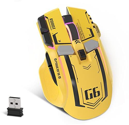 KUIYN G6 Tri Mode Mouse, Wired 2.4G Wireless Bluetooth Mouse, 11 RGB, Mechanical Gaming Mouse, 10 Buttons, PixArt DPI, V2 Rival 3 G203, Bumblebee, Transformers, for Windows MAC Laptop PC