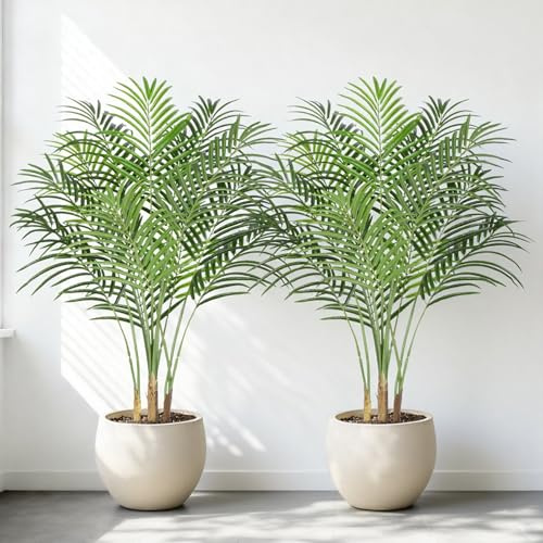 Keeplush Konstgjord växt Område Stor Palm 120 cm Konstgjort träd Inomhus och Utomhus Dekorativa Konstgjorda Växter Vardagsrum Sovrum Balkong Modern Heminredning (2-pack)
