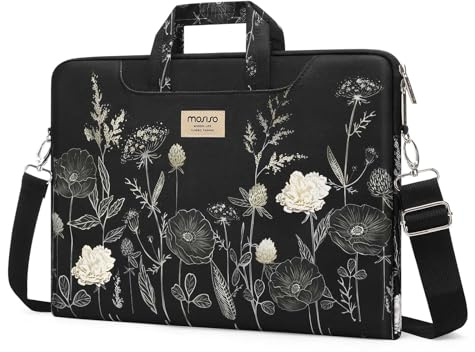 MOSISO Borsa Laptop Donna, 15.6 pollici Borsa Computer Compatibile con MacBook, HP, Dell, Lenovo, Asus, Notebook, 15-15.6 pollici Custodia a Tracolla per Laptop con Tracolla, Fiore Retro