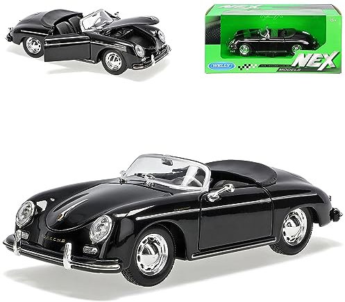 Welly Porsche 356A Speedster Cabrio Offen Schwarz 1955-1959 1/24 Modell Auto