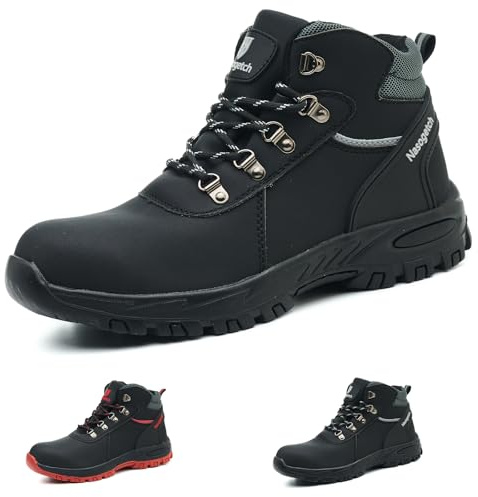 Gainsera Steel Toe Boots Men Women Waterproof Safety Boots Lightweight Non-Slip Safety Work Shoes, 206 Black 10UK 44EU 270