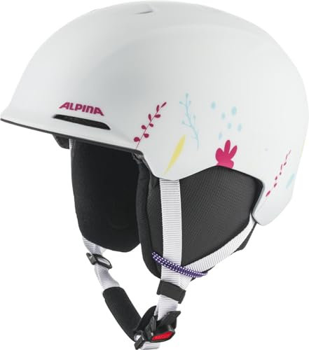 ALPINA BRIX JR - sicherer, perfekt klimatisierter und komfortabler Skihelm für Kinder, mit waschbarem Innenfutter - White-Graphic matt - M (51-55 cm)