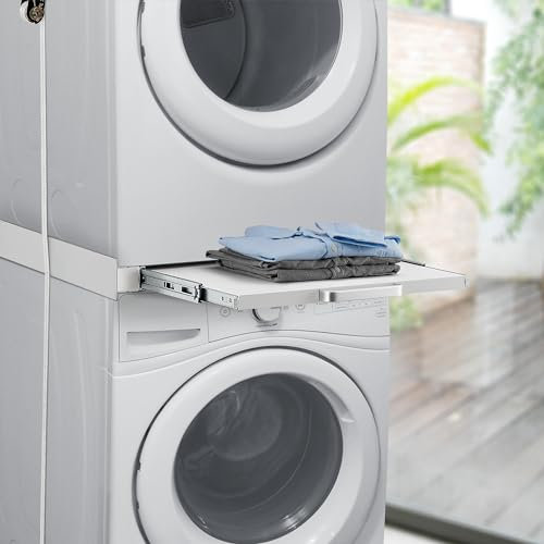 [en.casa] Verbindungsrahmen Buxton Zwischenbaurahmen mit ausziehbarer Ablage 60 x 60 cm Weiß Universell einsetzbar für max. 100 kg