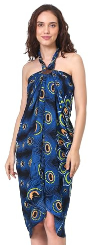 Sarong Pareo Damen Mandala Fringe Viscose Beach Handduk Wrap Kjol Strandkjol Bikini Cover Up för baddräkt Påfågelögon turkosa toner