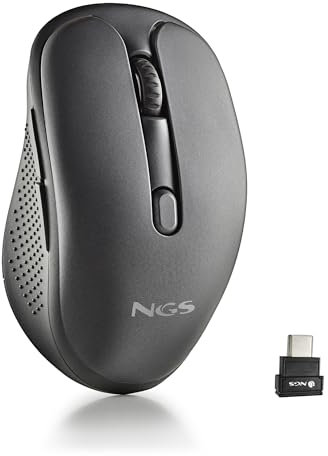 NGS | EVO Mix Ratón Láser Inalámbrico Recargable, Conexión Multimodo 2,4 GHz + Bluetooth 5.1, USB-C, Botones Silenciosos, dpi Ajustable, Sensor Láser de Alto Rendimiento, Ergonomía Diestros
