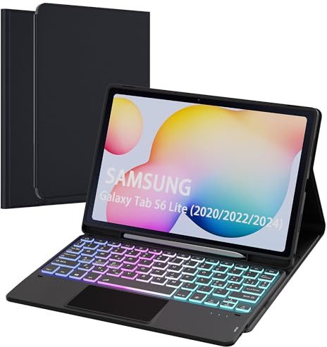 Custodia con Tastiera per Samsung Galaxy Tab S6 Lite 10.4 2024/2022/2020 : DIY a 3 zone e 7 colori retroilluminati Custodia per tastiera, Italiano ‎QWERTY Staccabile Tastiera con Touchpad per S6 Lite