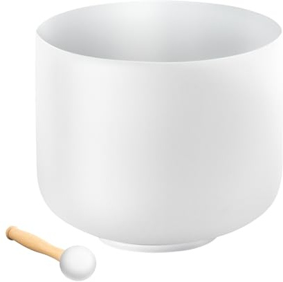 VEVOR Kristallklangschale, 203 mm, F-Note, Wurzel-Chakra, Mattiert, Quarz, Gummihammer, O-Ring, Meditation, Yoga, Klangbäder, Klangheilung, Weiß