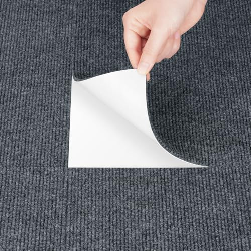 Livelynine Moqueta para el Suelo Habitación Baldosas de Moqueta Gris 60x60CM 16 Piezas Lavable Losetas de Moquetas Salon Dormitorio Antideslizante Losetas Alfombra para Oficina Comerciales Casa