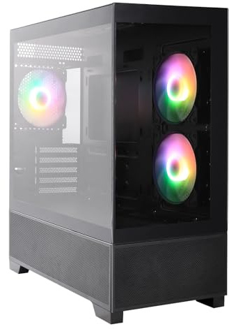 Fox Spirit AG1 (Noir) - Boîtier PC - Moyen Tour - 3 Ventilateurs ARGB Inclus - Compatible avec Carte mère ATX, Micro ATX et Mini ITX - 2 Panneaux en Verre trempé - Grand Espace de Gestion de câbles